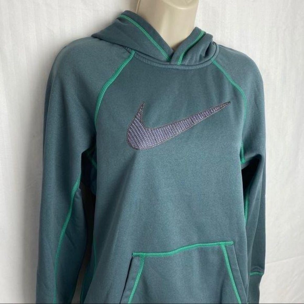 Nike Hoodie Green Swoosh Therma Training‎ Pullover Fleece Lined Womens Sz Medium - Picture 4 of 6